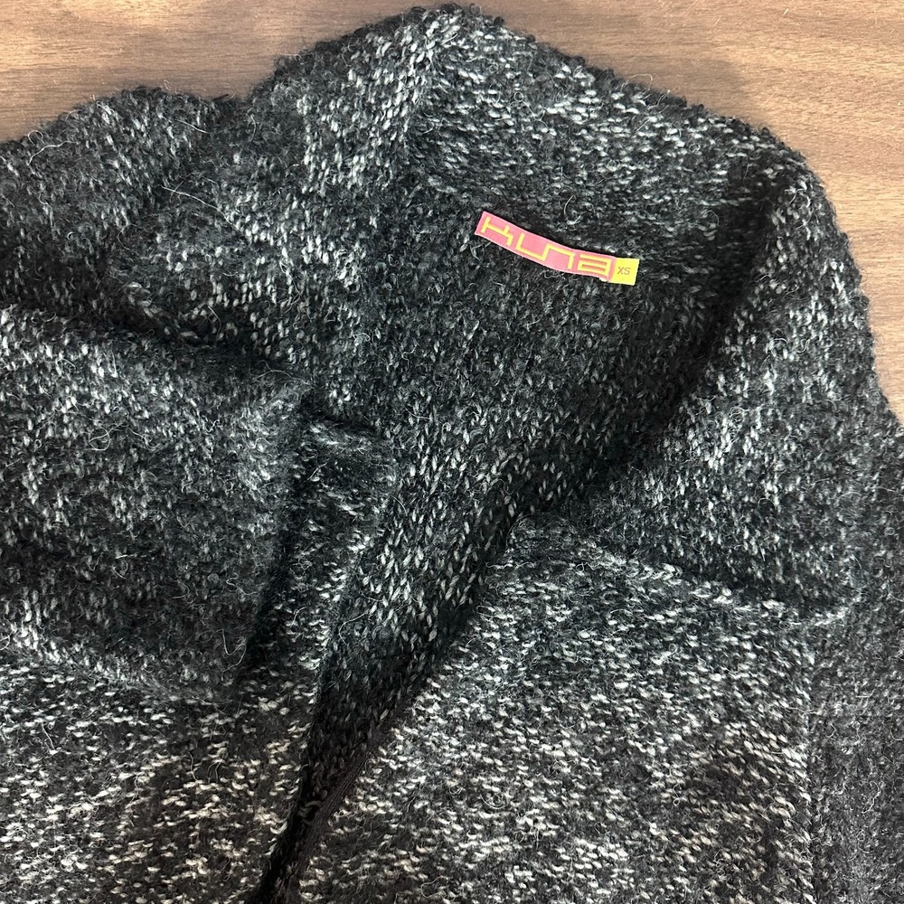 Kuna Cardigan Coat Womens XS Black Gray Boucle Knit‎ Suri Baby Alpaca Whimsigoth